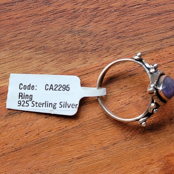 Tanzanite Handmade Pear Shape Sterling Silver Size 6.5 Ring - Picture 5 of 8